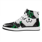 8-Bit Pixel Panda Print High Top Leather Sneakers