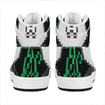 8-Bit Pixel Panda Print High Top Leather Sneakers