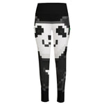 8-Bit Pixel Panda Print High-Waisted Pocket Leggings