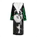 8-Bit Pixel Panda Print Hooded Bathrobe