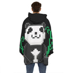 8-Bit Pixel Panda Print Hoodie Blanket