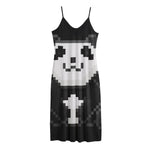 8-Bit Pixel Panda Print Jersey Midi Cami Dress