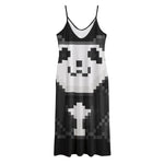 8-Bit Pixel Panda Print Jersey Midi Cami Dress