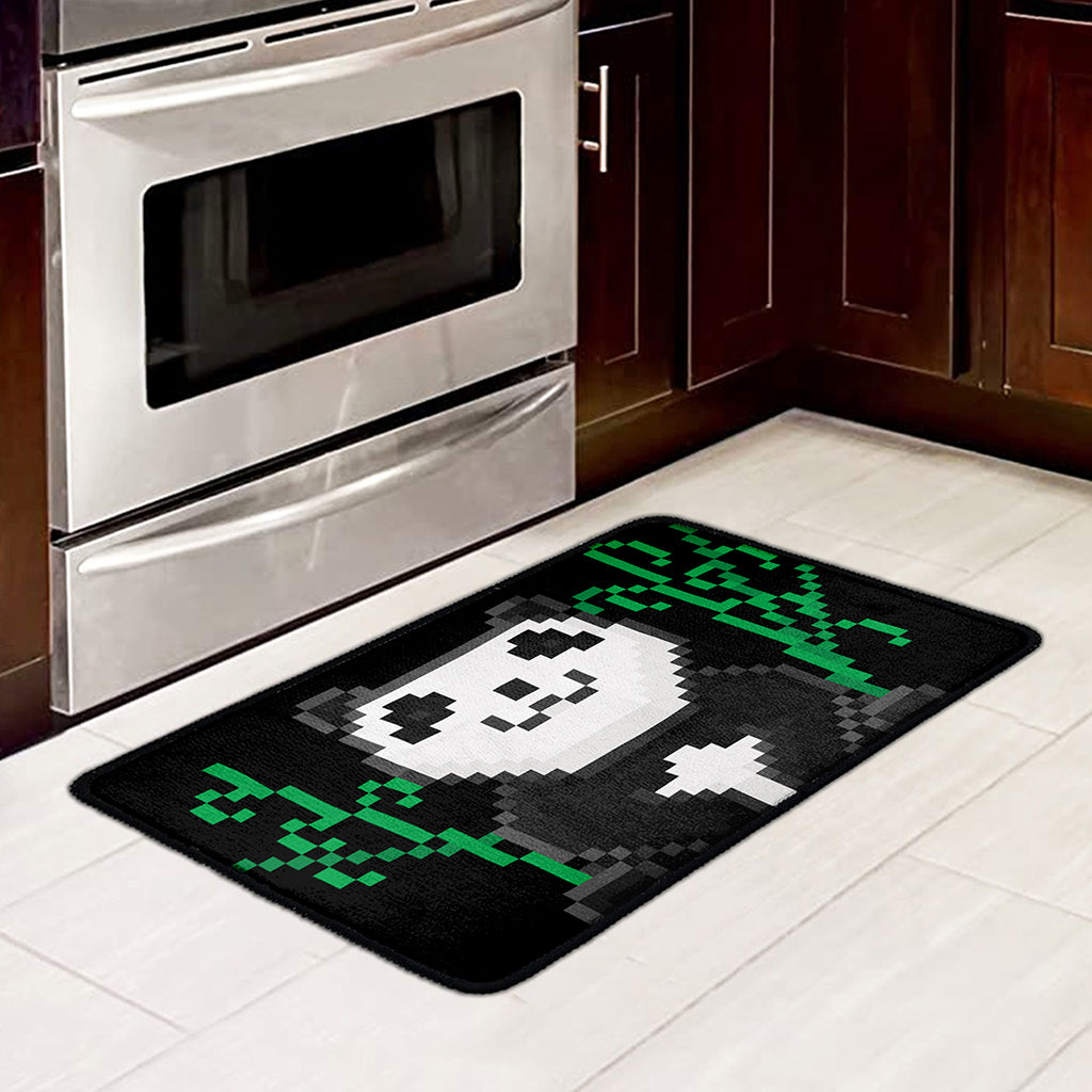 8-Bit Pixel Panda Print Kitchen Mat