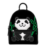 8-Bit Pixel Panda Print Leather Backpack
