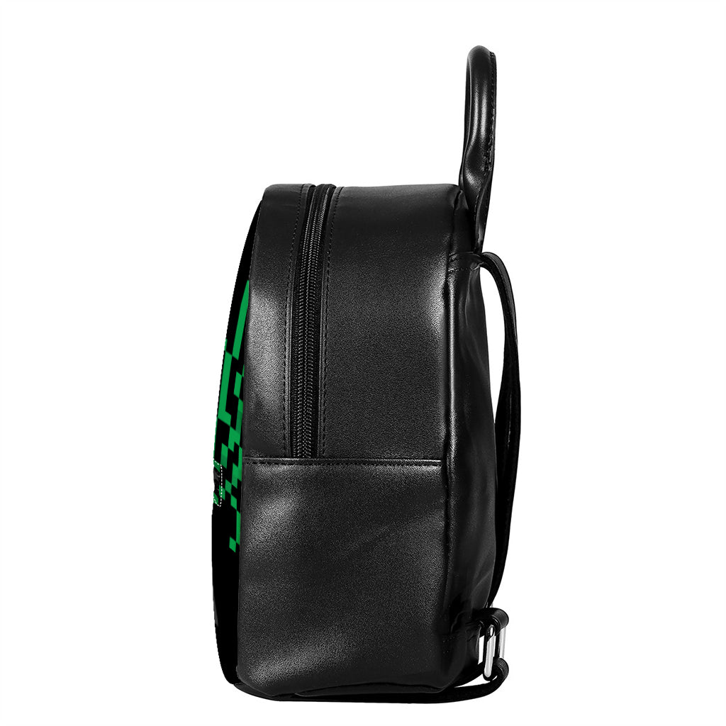 8-Bit Pixel Panda Print Leather Backpack