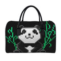 8-Bit Pixel Panda Print Leather Duffel Bag