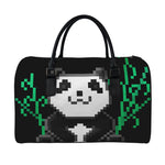 8-Bit Pixel Panda Print Leather Duffle Bag