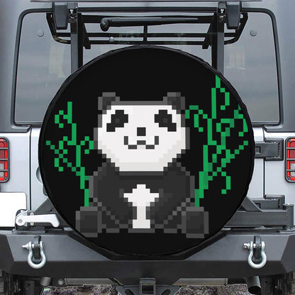 8-Bit Pixel Panda Print Leather Spare Tire Cover