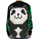 8-Bit Pixel Panda Print Long Sleeve Baseball Jersey