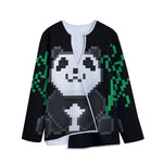 8-Bit Pixel Panda Print Long Sleeve Short Coat