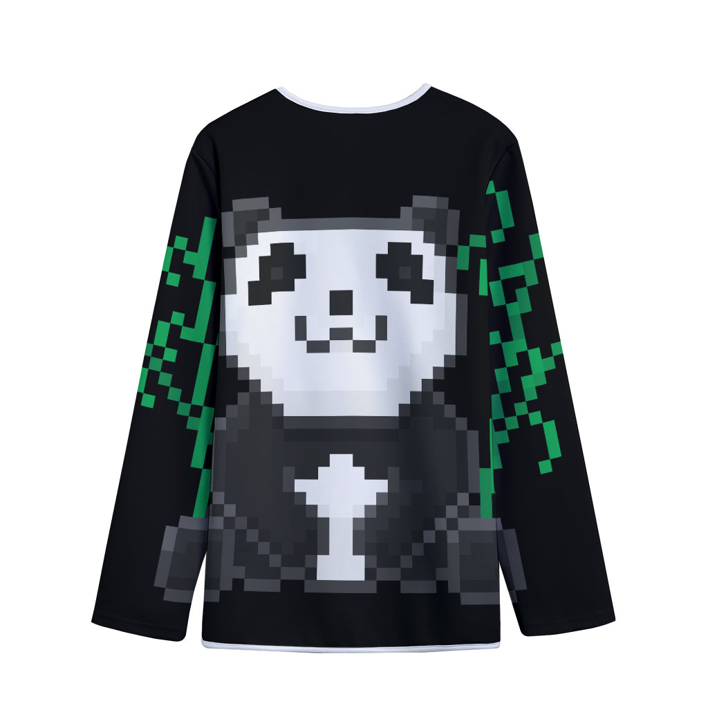 8-Bit Pixel Panda Print Long Sleeve Short Coat
