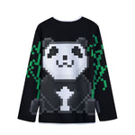 8-Bit Pixel Panda Print Long Sleeve Short Coat