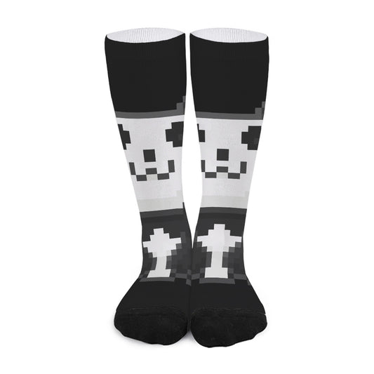 8-Bit Pixel Panda Print Long Socks
