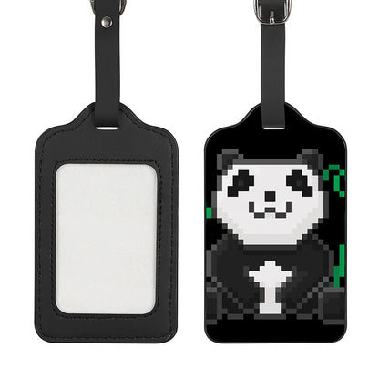 8-Bit Pixel Panda Print Luggage Tag