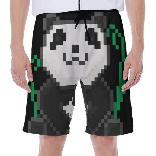 8-Bit Pixel Panda Print Men's Beach Shorts