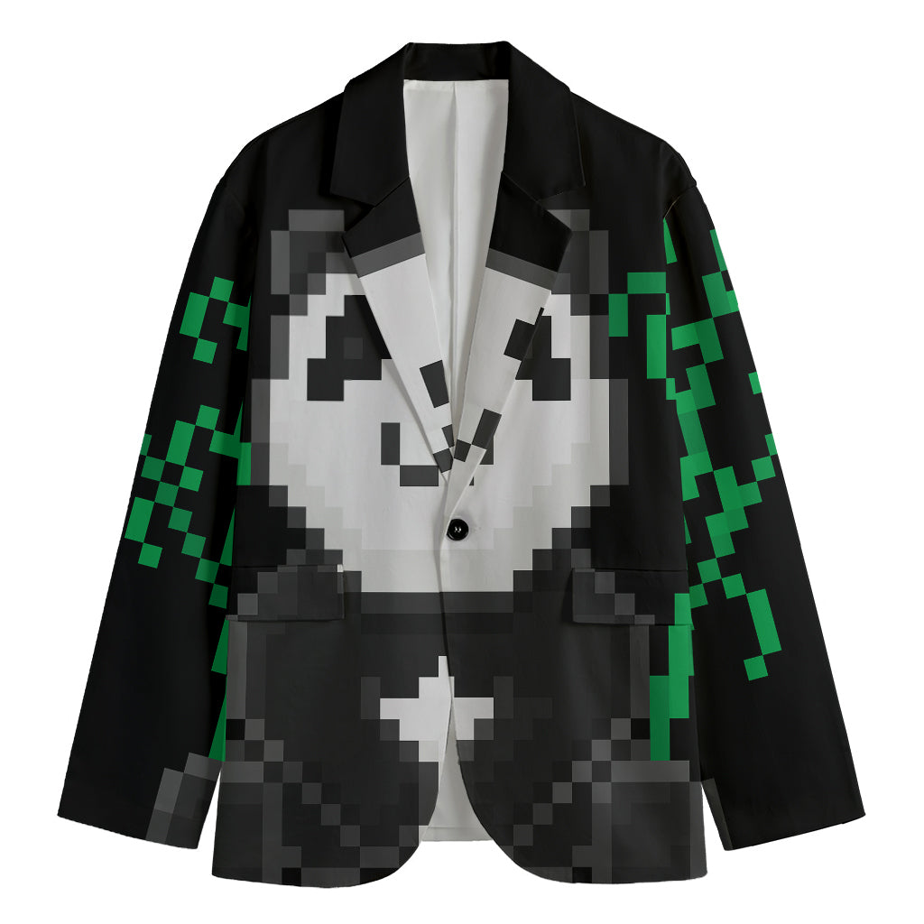 8-Bit Pixel Panda Print Men's Blazer