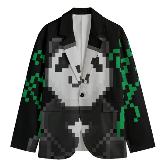 8-Bit Pixel Panda Print Men's Blazer