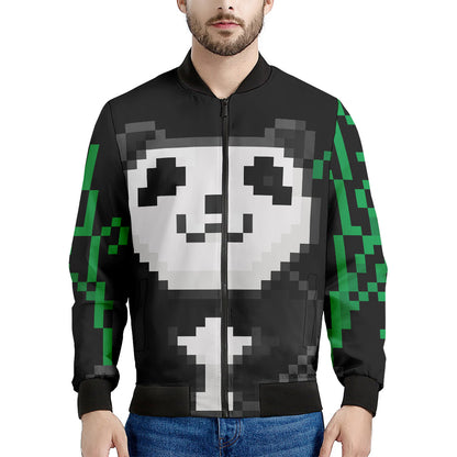 8-Bit Pixel Panda Print Men's Bomber Jacket