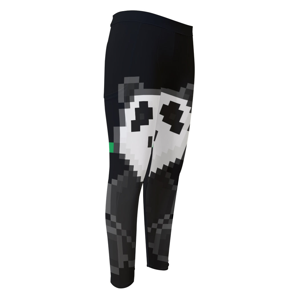 8-Bit Pixel Panda Print Men's Compression Pants