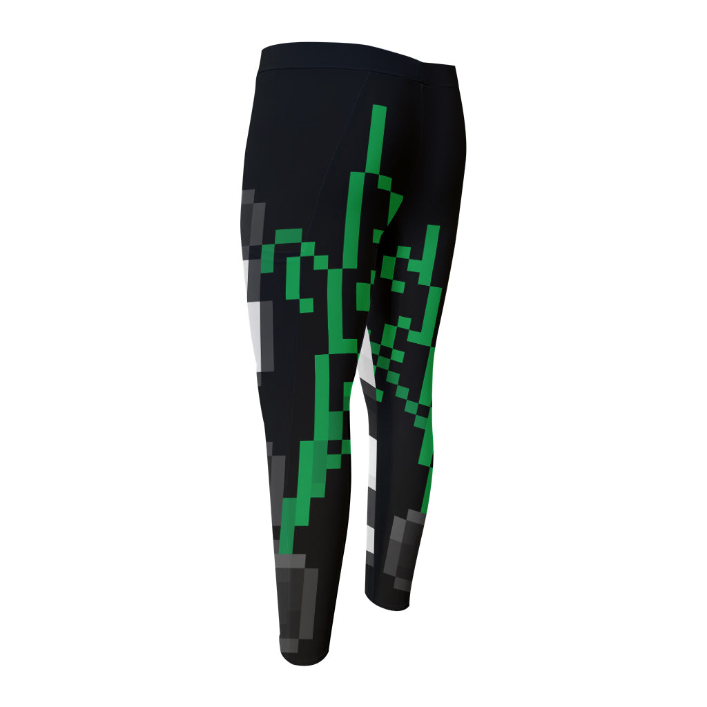 8-Bit Pixel Panda Print Men's Compression Pants