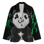 8-Bit Pixel Panda Print Men's Cotton Blazer