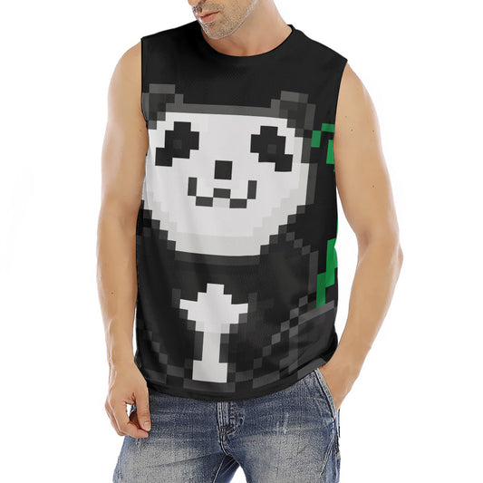 8-Bit Pixel Panda Print Men's Fitness Tank Top