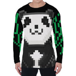 8-Bit Pixel Panda Print Men's Long Sleeve T-Shirt