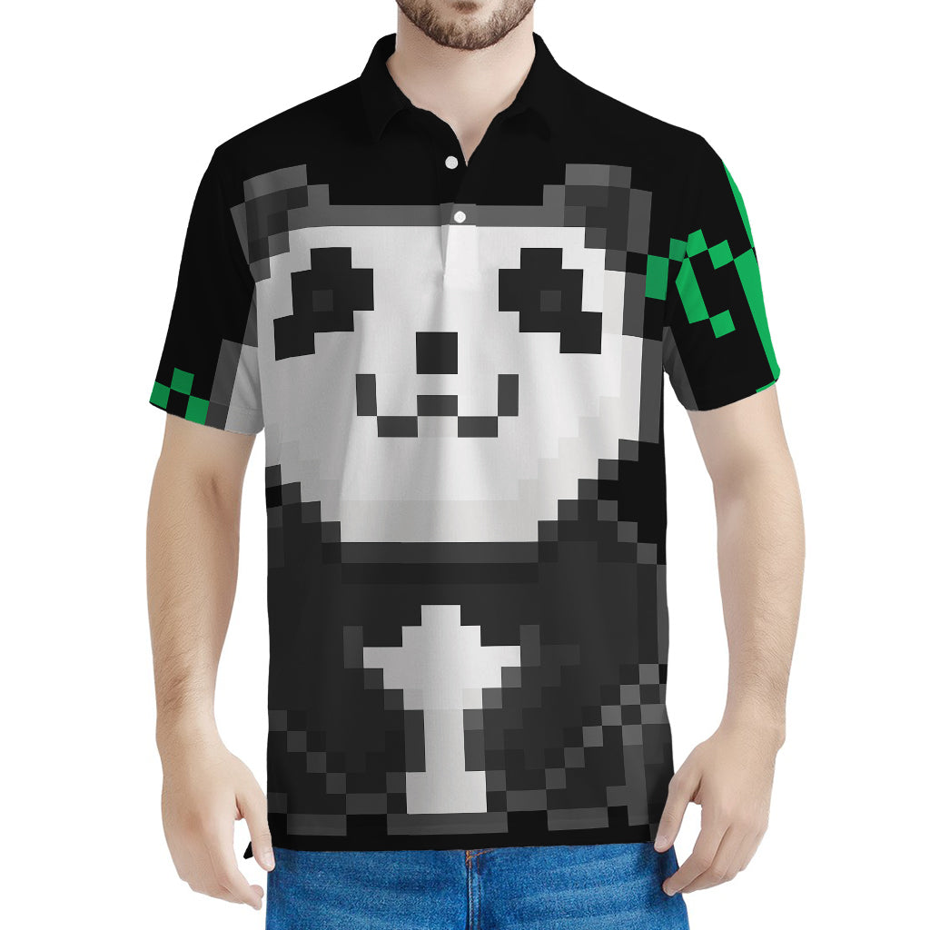 8-Bit Pixel Panda Print Men's Polo Shirt