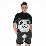 8-Bit Pixel Panda Print Men's Rompers