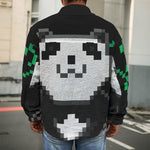 8-Bit Pixel Panda Print Men's Shirt Jacket