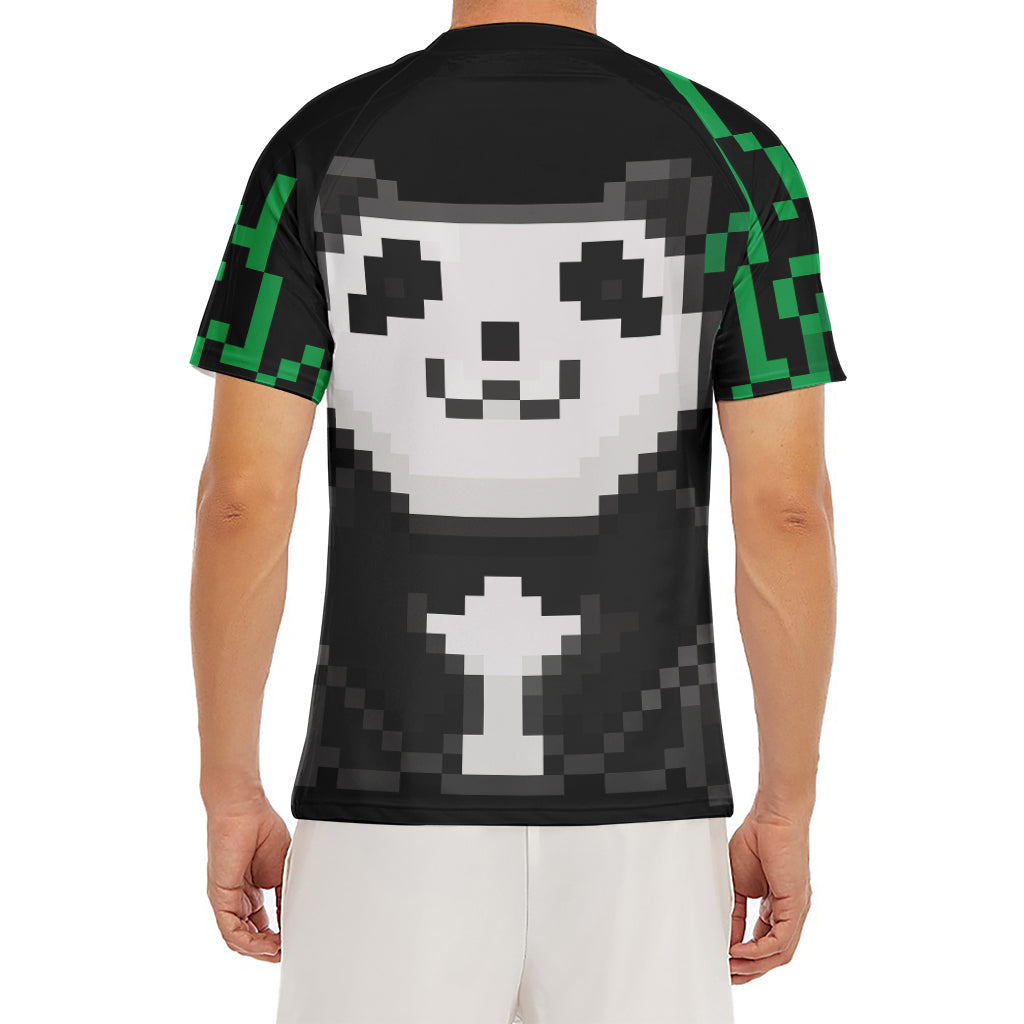 8-Bit Pixel Panda Print Men's Short Sleeve Rash Guard