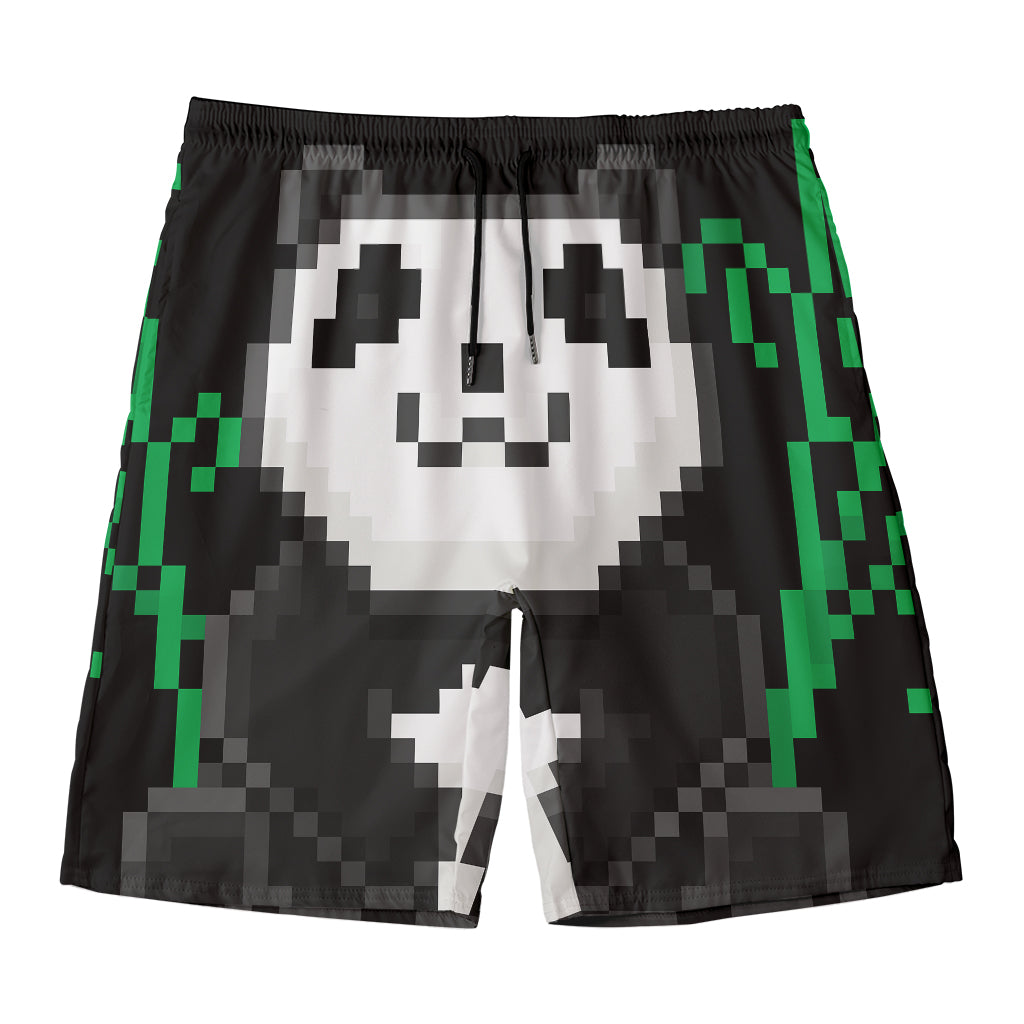 8-Bit Pixel Panda Print Men's Swim Trunks