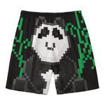 8-Bit Pixel Panda Print Men's Swim Trunks