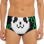 8-Bit Pixel Panda Print Men's Triangle Swim Briefs
