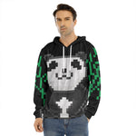 8-Bit Pixel Panda Print Men's Velvet Pullover Hoodie