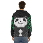 8-Bit Pixel Panda Print Men's Velvet Pullover Hoodie