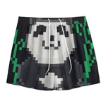 8-Bit Pixel Panda Print Mesh Shorts