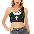 8-Bit Pixel Panda Print One Shoulder Crop Top