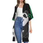 8-Bit Pixel Panda Print Open Front Beach Cover Up