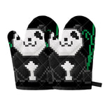 8-Bit Pixel Panda Print Oven Mitts
