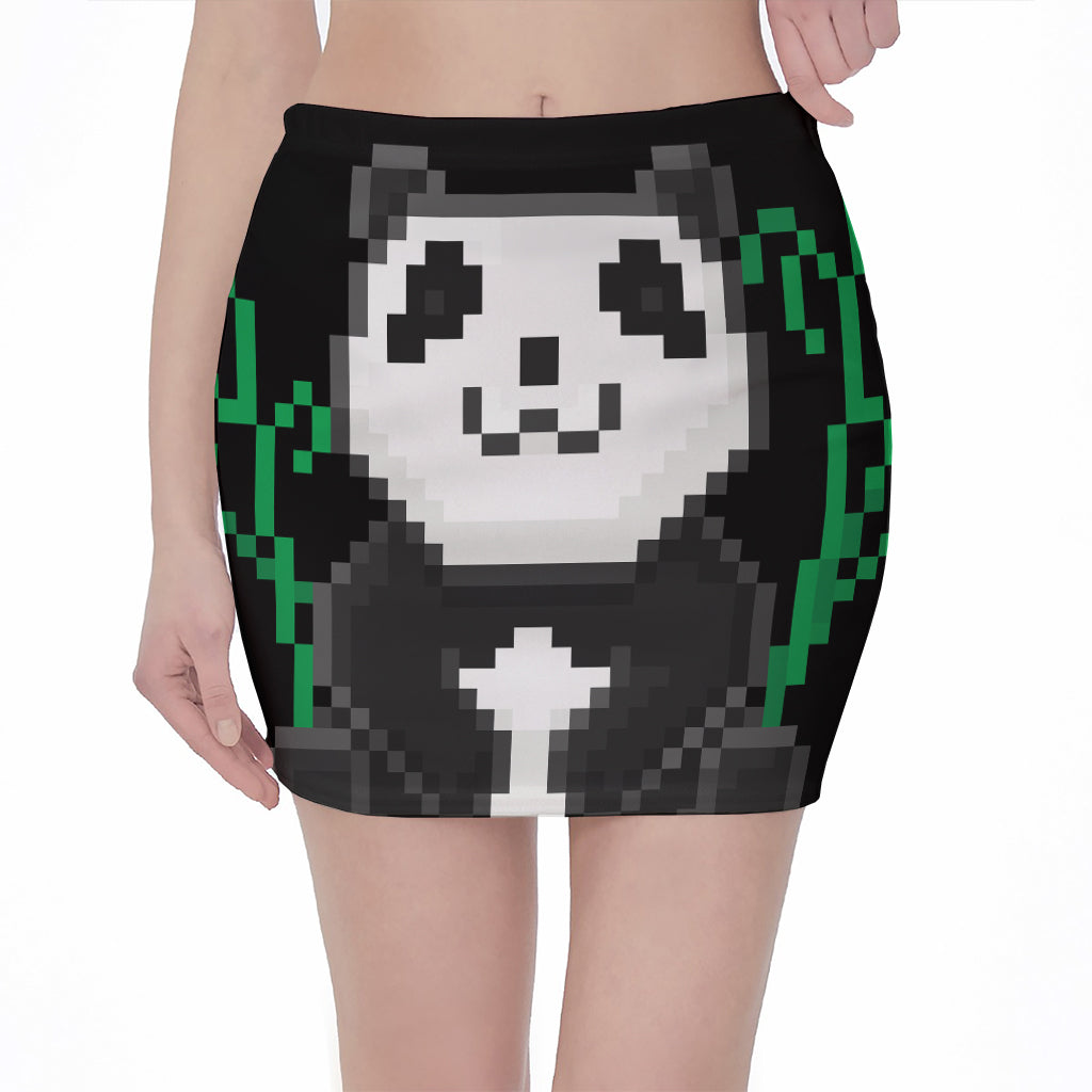 8-Bit Pixel Panda Print Pencil Mini Skirt