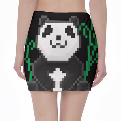 8-Bit Pixel Panda Print Pencil Mini Skirt