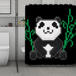 8-Bit Pixel Panda Print Polyester Shower Curtain