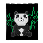 8-Bit Pixel Panda Print Polyester Shower Curtain