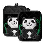 8-Bit Pixel Panda Print Pot Holders With Pocket