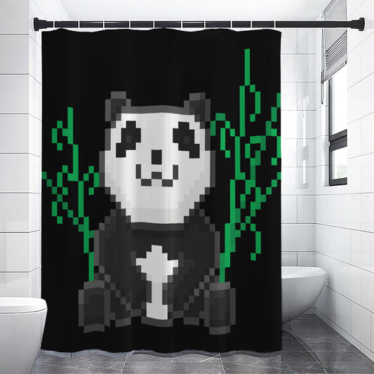8-Bit Pixel Panda Print Premium Shower Curtain