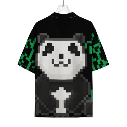 8-Bit Pixel Panda Print Rayon Hawaiian Shirt