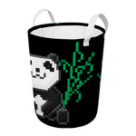 8-Bit Pixel Panda Print Round Laundry Basket