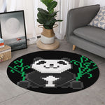 8-Bit Pixel Panda Print Round Rug
